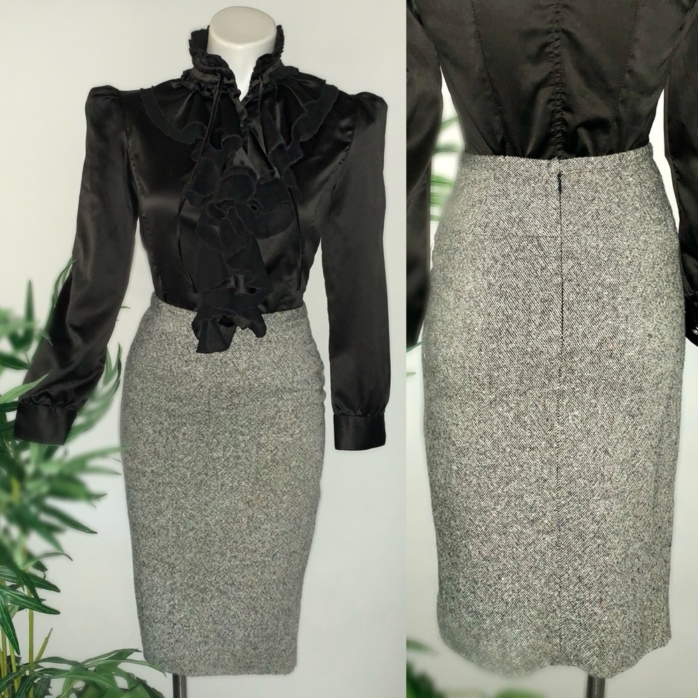 Diane Von Furstenberg Gray Tweed Pencil Skirt